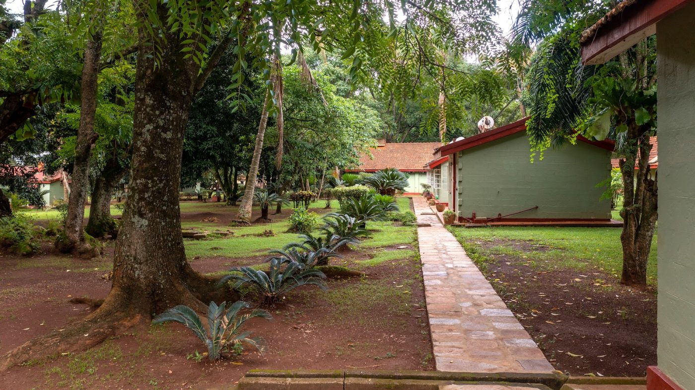 A room block at Masindi Hotel seen from the garden