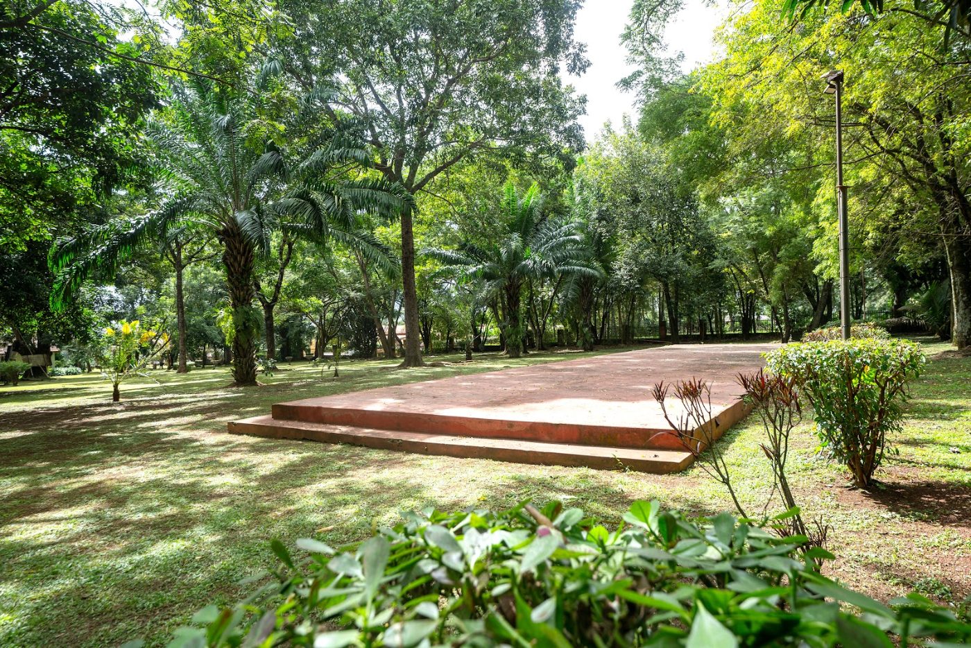 The camping ground at Masindi Hotel, shaded by mature trees