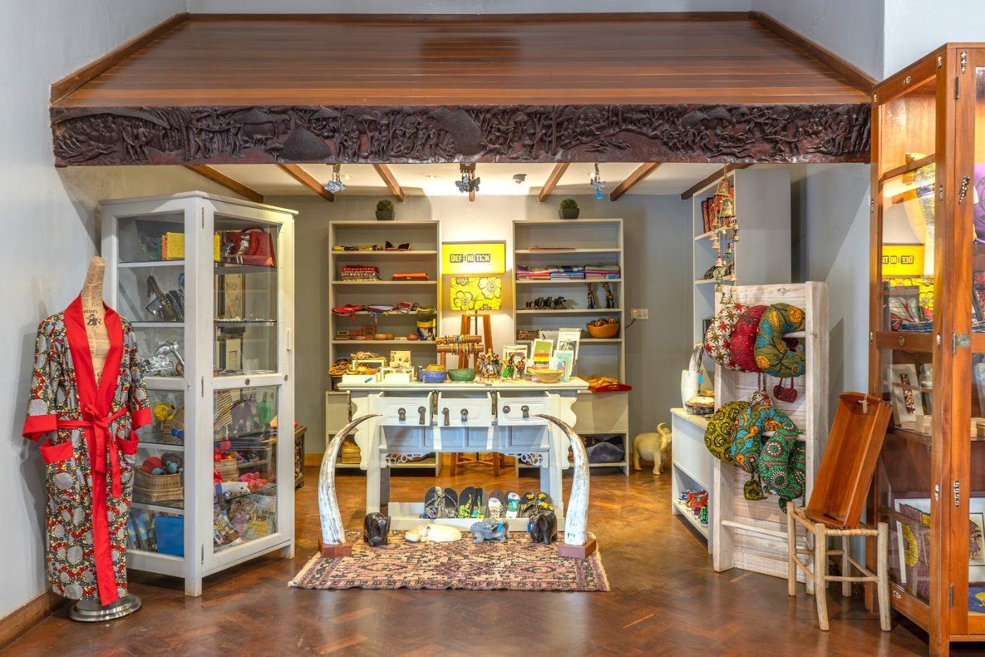 Inside the gift shop at Masindi Hotel